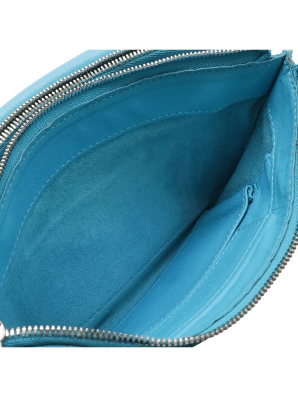 Balenciaga Paper Triple XS Shoulder Bag Pochette 2-Way Clutch Leather Turquoise - Picture 6 of 9